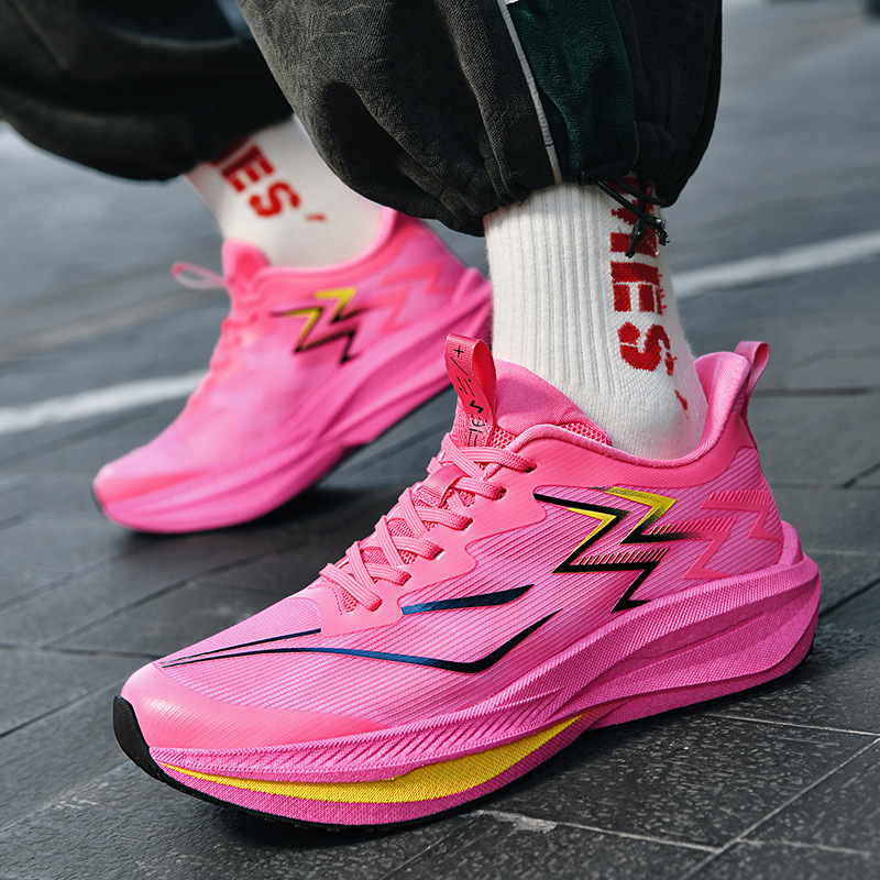 Zapatos de pareja de malla transpirables de alta calidad, zapatos de carreras de alta velocidad de carbono, zapatos de moda de moda