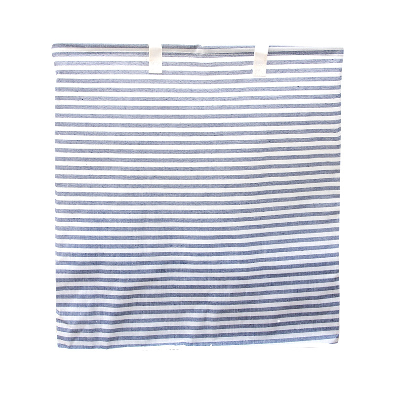 Independiente de lino a rayas cesta de lavandería de gran capacidad bolsa de almacenamiento portátil de almacenamiento plegable cesta de la ropa