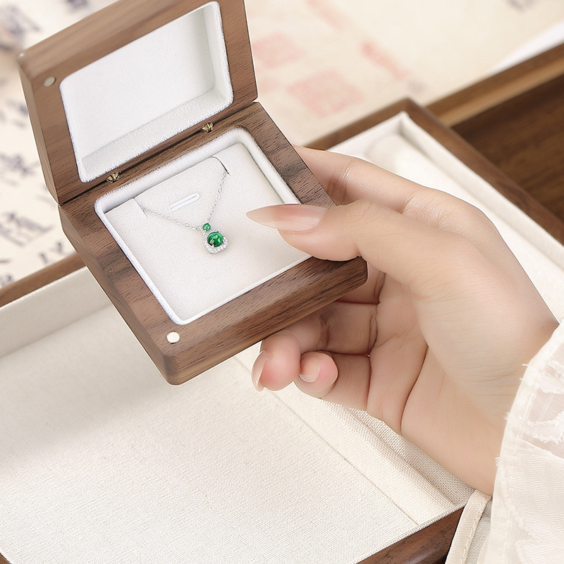 Dây chuyền bạc S925 hình học hạt tròn phong cách đơn giản — Ngọc lục bảo xanh (có chuỗi)