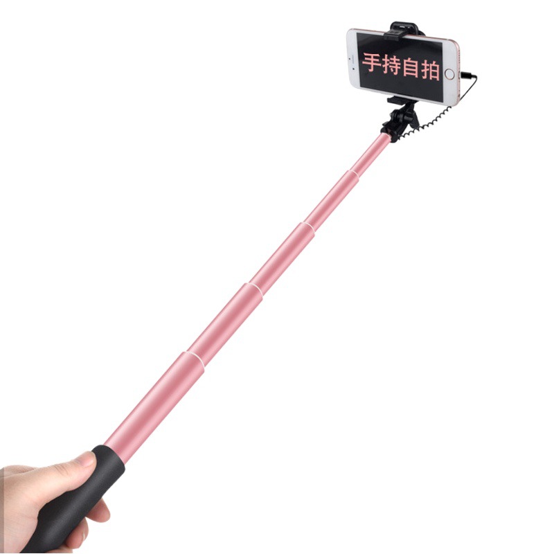 Palo de autofoto con control de cable alargado nuevo soporte de cámara en vivo plegable de mano de aleación de aluminio de tres generaciones Universal
