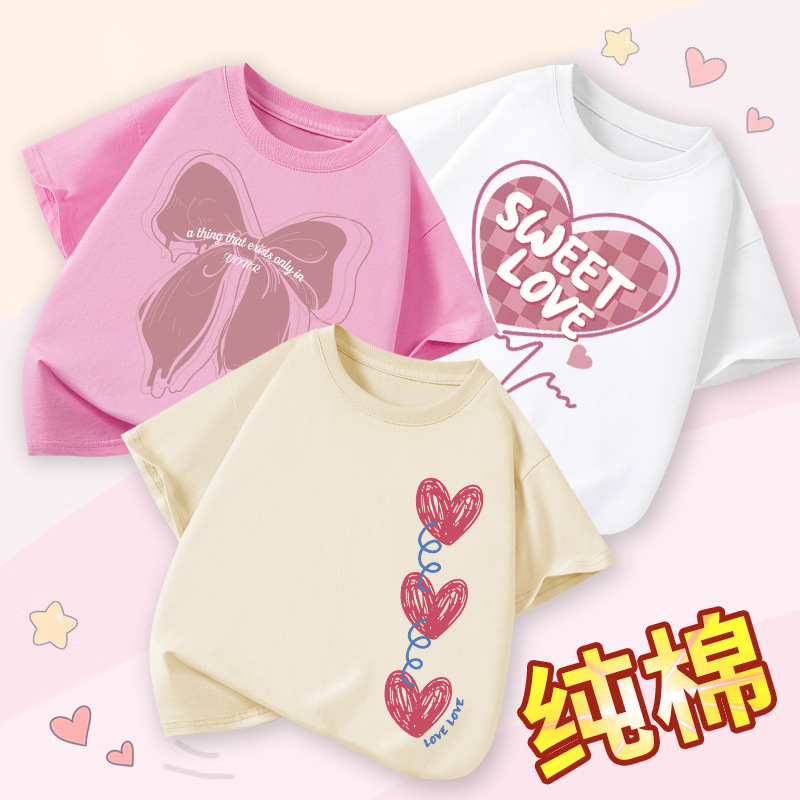 Thin cotton breathable children's fashionable short sleeve T-shirt…