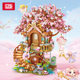 Loz Mini Granular 1381 Romantic Powder Sakura Tree House DIY Stereo Creative Ornaments Girls Gift Assembled Building Blocks