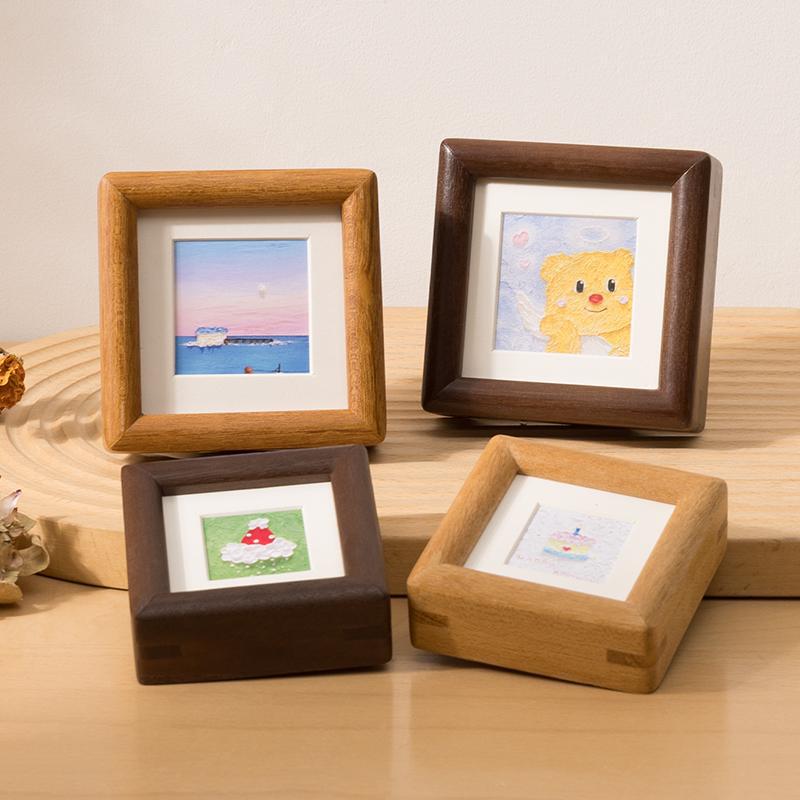 Mini Square Oil Pastel Picture Frame Small Photo Frame Plus Printed Photo Custom Table Tenon and Mortise DIY Table Customization