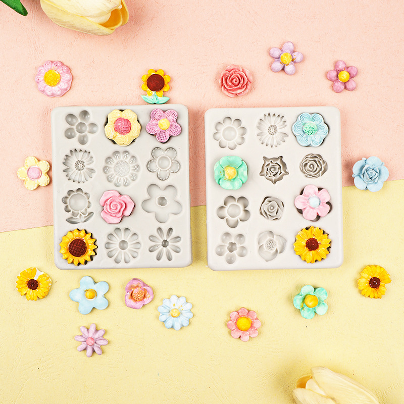 Margarita sol flor multi-estilo pastel de silicona molde Fondant chocolate flor decoración de la torta de cumpleaños