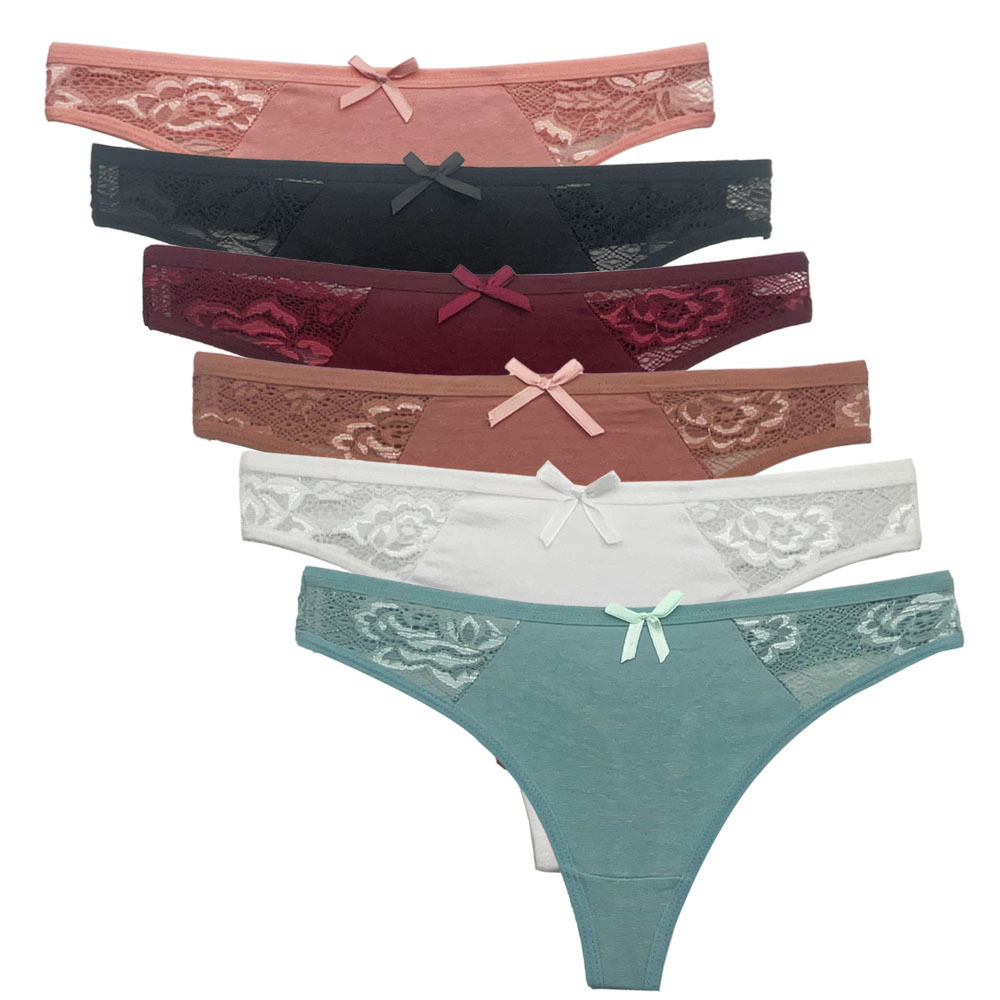 Cross-Border E-Commerce Thong Cotton Women's Underwear Wish Ebay Sexy Lace Edge Women's Thong G-String