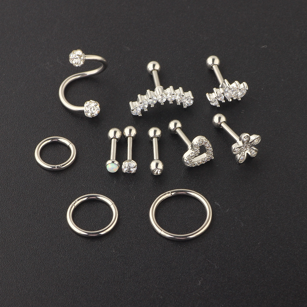 Zircon Thread Earrings - Stainless Steel Ear Bone Nail Puncture Jewelry Set for Women detail image 7