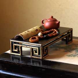 竹茶台红酸枝榻榻米茶几中式复古小桌子竹制茶具工艺品展示底座