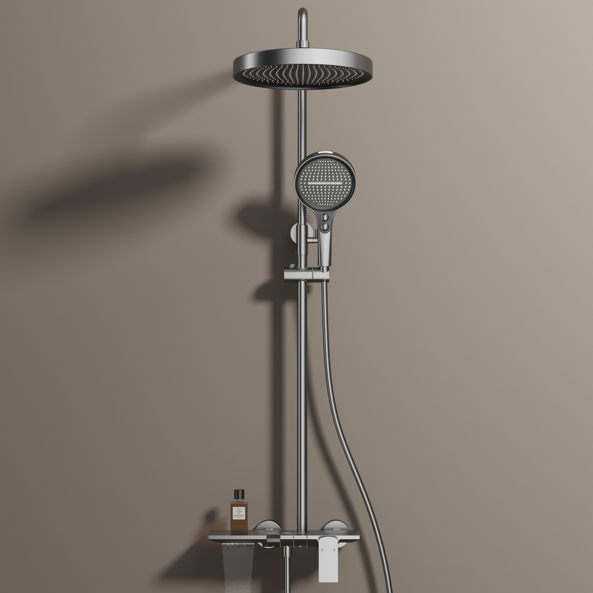 Juego de ducha de cobre transfronterizo, pistola, crema gris, juego de ducha blanca, proyecto de hotel para el hogar, barra elevadora, baño sobrealimentado