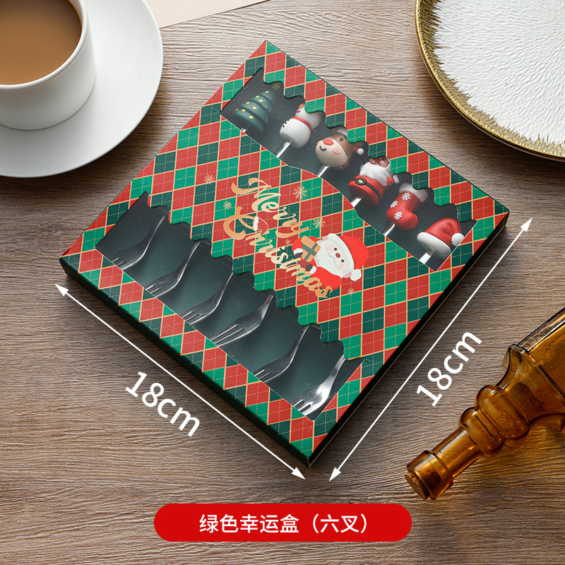 Cuchara de Navidad transfronteriza cuchara de dibujos animados cuchara de muñeco de nieve creativa de alto valor de cara cuchara de postre de Navidad horquilla de regalo cubiertos