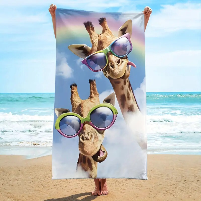 Cross-border funny giraffe adult seaside beach towel swimming bath towel sports fitness towel factory direct sale