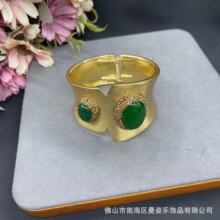 拉丝意大利工艺保色开口手镯马来玉欧美陶泥镶嵌工艺原创设计厂家