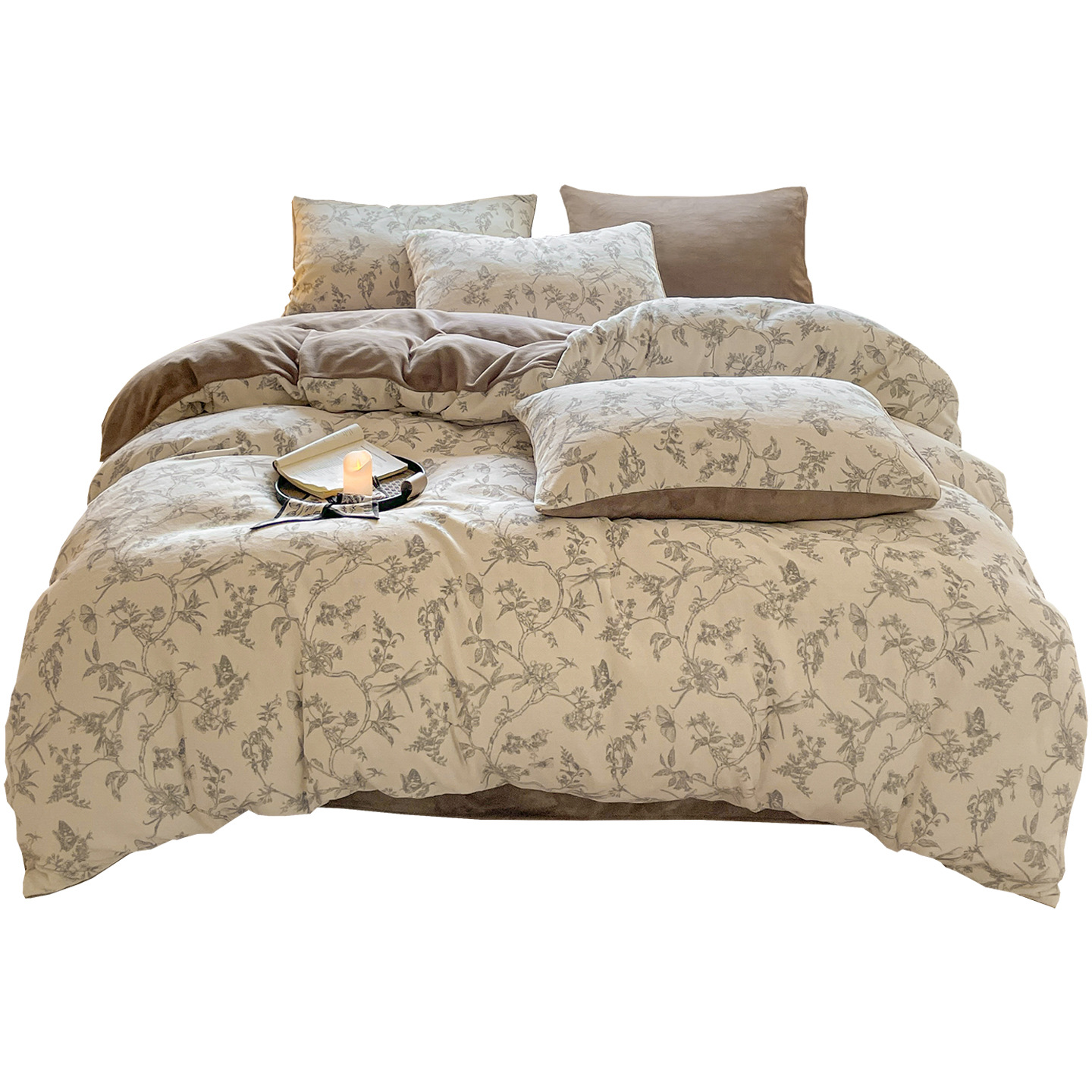 Otoño y invierno de leche de lana de cuatro piezas conjunto 2025 nuevo doble cara sábanas de lana de coral cubierta de cama de tres piezas grueso conjunto