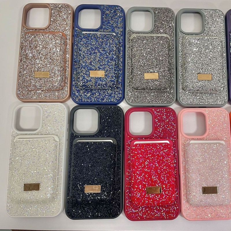 适用iphone17Pro奢华满钻手机壳磁吸magsafe卡包苹果12水钻保护套|undefined