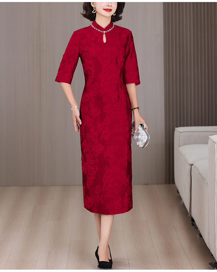 New Chinese-style Young Lady's Elegant For Mother-in-law's Wedding Banquet, Can Be Worn Casually, Slimming Cheongsam,_ecoleips.com