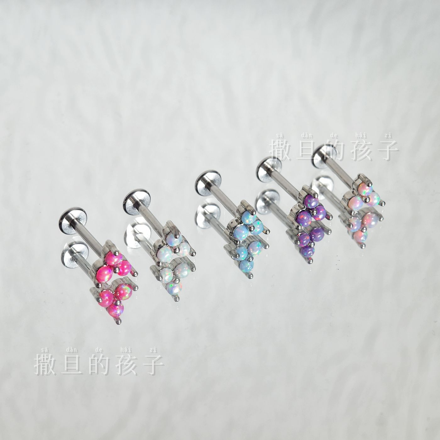 Labret stud lip piercing jewelry styling detail