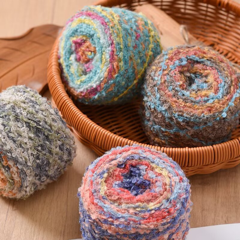 Wholesale Wool Loop Thread Oil Painting Gradient Colorful Section Dyed Yarn Handmade DIY Knitted Sweater Scarf Wool Ball