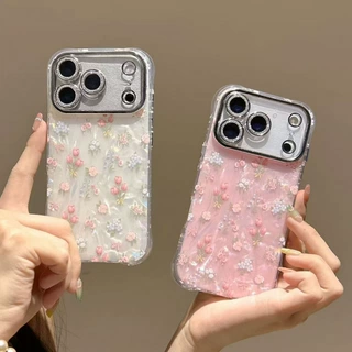贝壳纹郁金香iPhone17promax手机壳适用苹果16Pro四角防摔15碎花