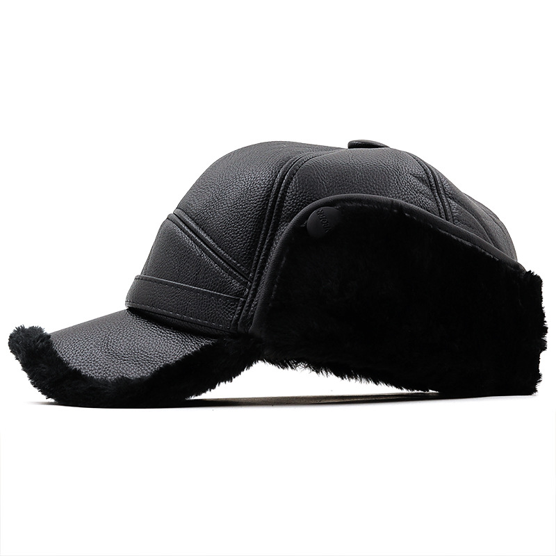 Simple Fashion Solid Color Warm Cotton Leather Hats Wholesale Nihaojewelry display picture 6