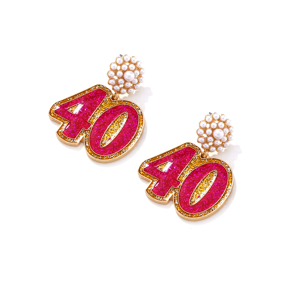 Pendientes de número en esmalte colorido con perlas joyería_voghion.com