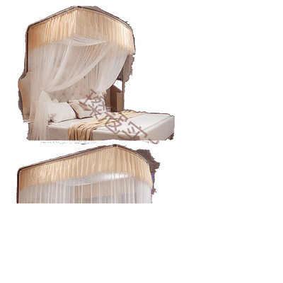 u型导轨蚊帐2025新款三开门伸缩家用卧室公主风床