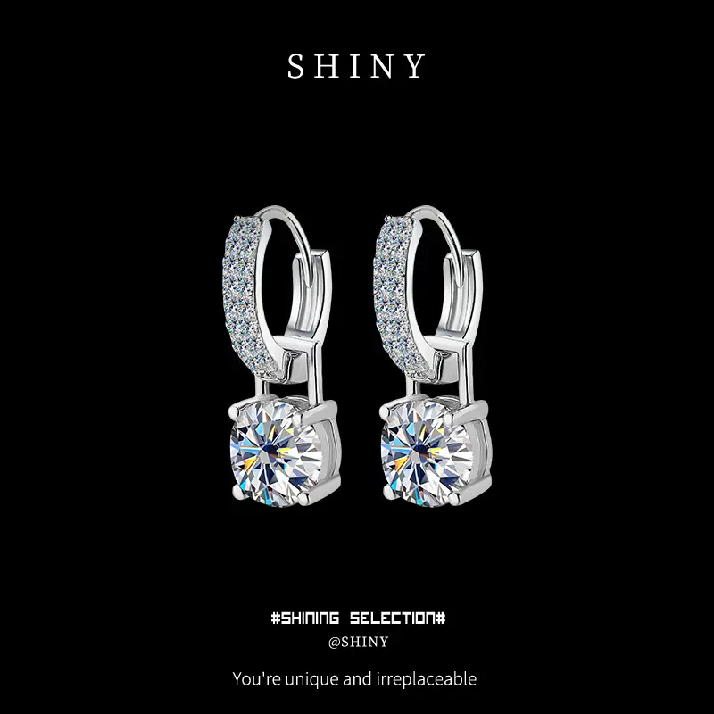 S925银直播跨境新品耳钉轻奢莫桑钻耳饰批发简约时尚亚马逊耳扣