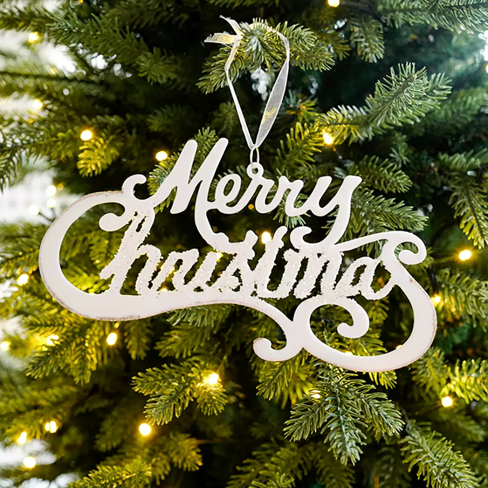 新创意DIY亚克力挂牌圣诞字母牌圣诞树配件装饰挂件花环跨境