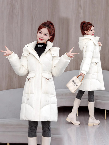 New Winter Korean Women's Medium-Length Down Cotton Jacket Slim Fashion Stylish Winter Cotton Coat Thick Outerwear