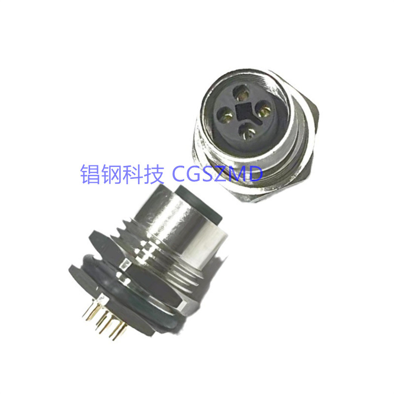 L-code  M12������Circular Connector PCB Panel Front Moun