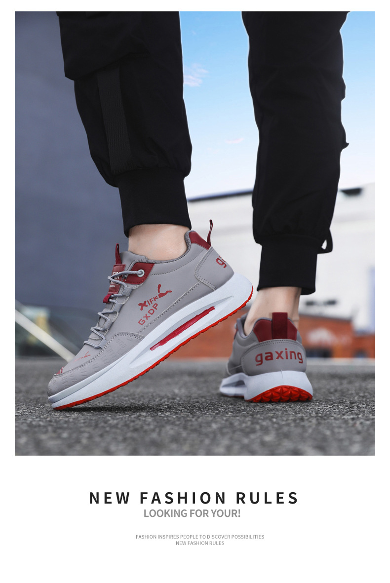 Herren Freizeitschuhe, Leichte Leder Sneaker Mit Mesh Einsatz_voghion.com