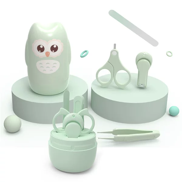 Baby nail clipper set, newborn nail clippers designed to prevent skin pinching, cartoon owl-themed nail care tools, safe clippers