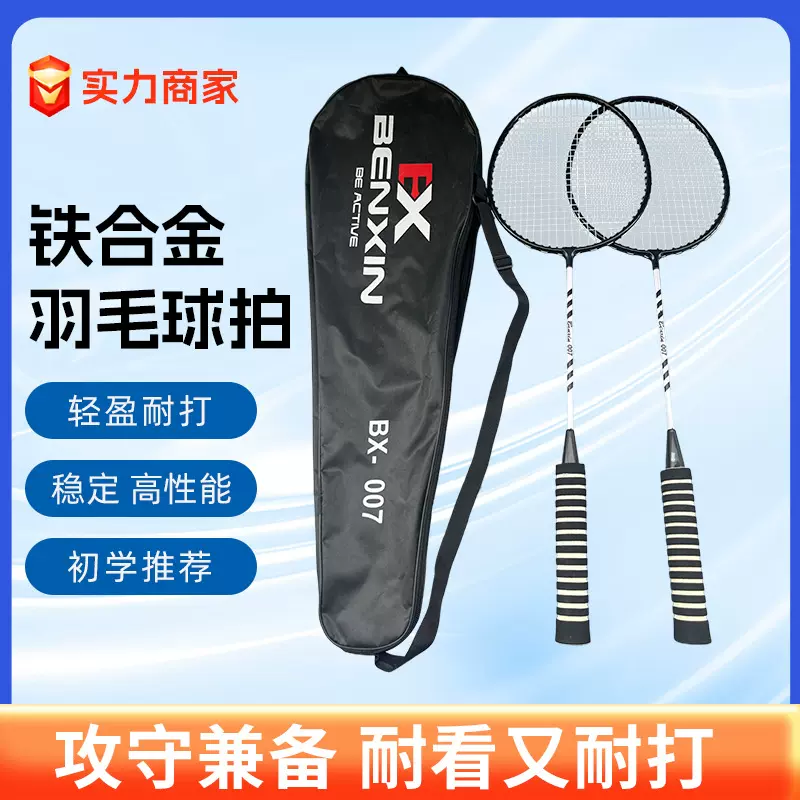 批发羽毛球拍跨境双拍成人铁合金海绵防滑手柄学生训练轻便球拍