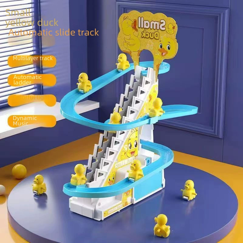 B.Duck музыкальная электрическая игрушка на рельсе, скольжение, утка