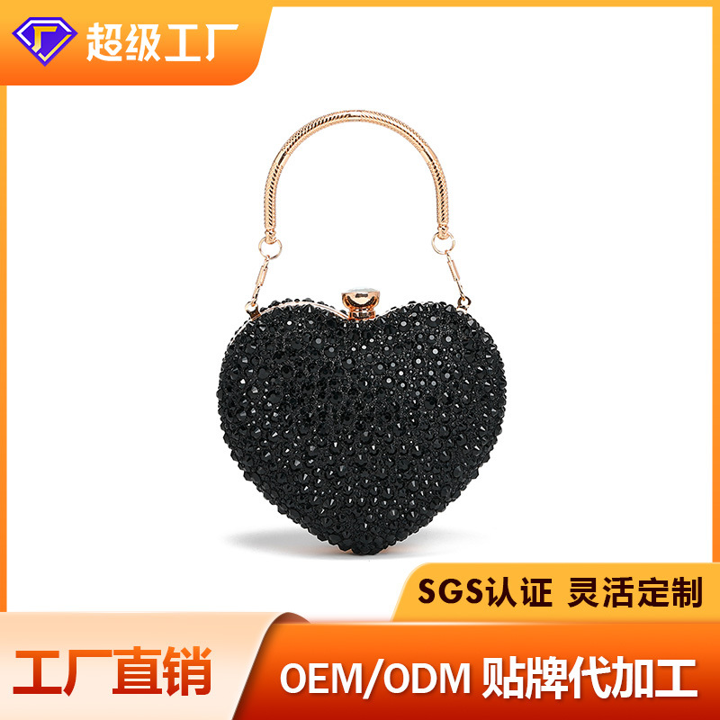 Bolso de diamantes de imitación al por mayor transfronterizo para mujer 2024 invierno nueva moda todo-fósforo mini amor bolso de cena diagonal de un solo hombro