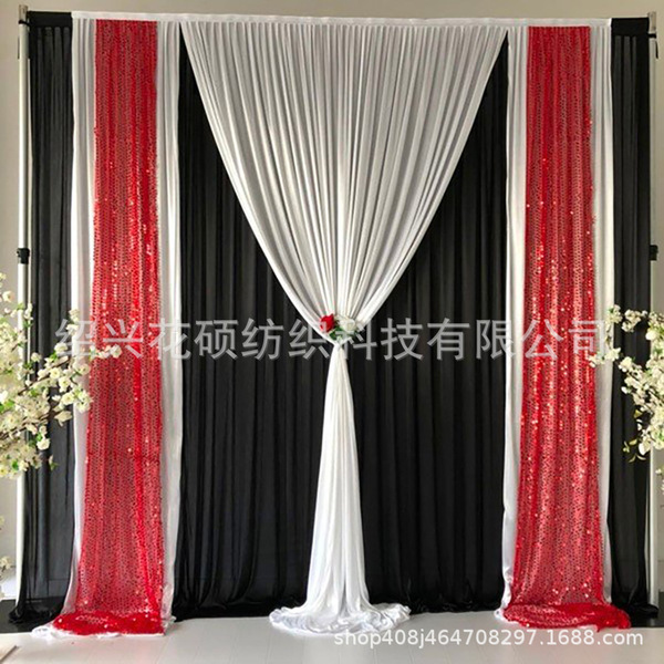 Wedding stage background Decoration curtain cloth black and white…