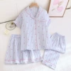 Lapel striped blue love three-piece set--Z