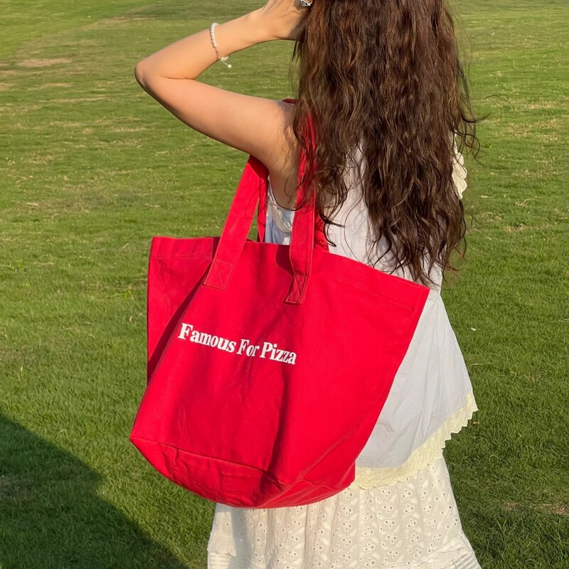 Korean Style Large Capacity Shoulder Bag Women's Canvas All-match Portable Casual Student Class Tote Bag Cloth Bag Lazy Style
