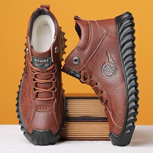 冬季厚底男棉鞋新款高帮加绒加厚雪地靴防寒保暖软底棉鞋厂家批发