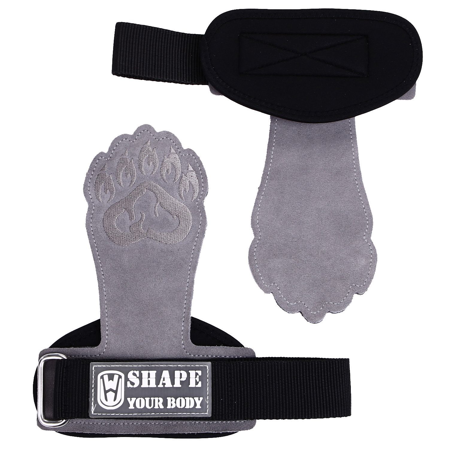 Protector de palma de piel de vaca de peso duro asistido, protector de muñeca de tres capas, guantes de fitness de agarre para hombres y mujeres, protector de mano con pull-ups de barra horizontal