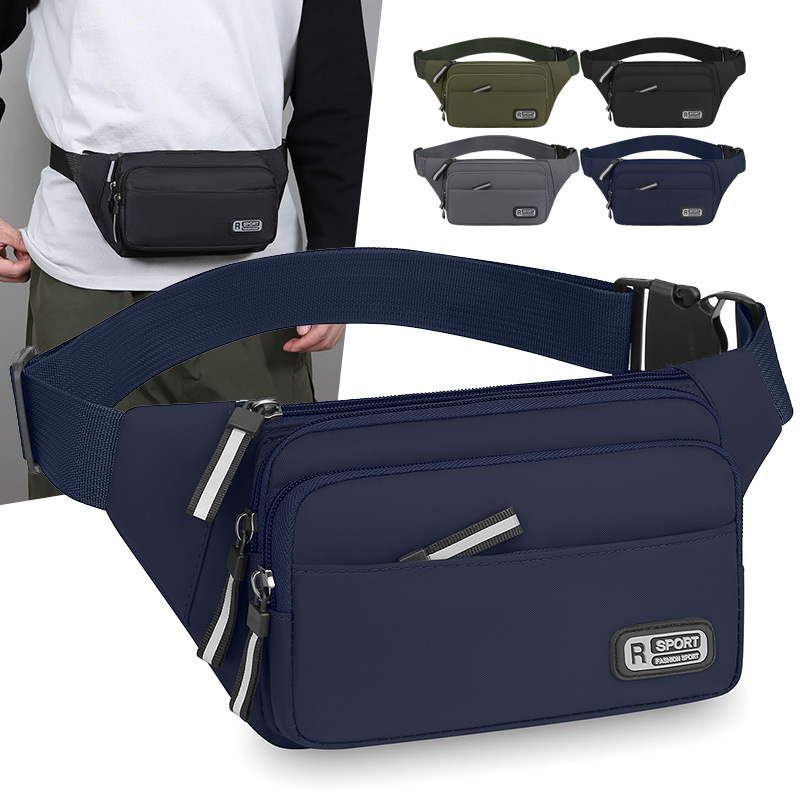 Men's Multifunctional Waist Bag, Fashionable and Simple, Waterproof, Sports and Leisure Crossbody Bag, Multi-Layer Mobile Phone Bag, Outdoor Cycling Bag