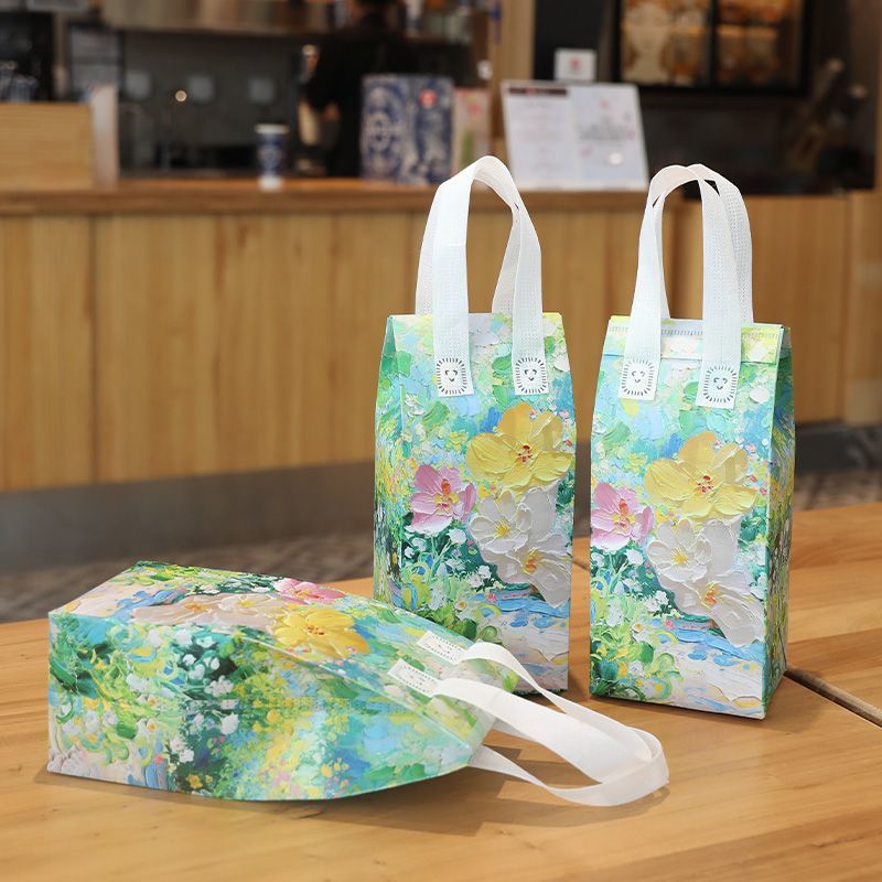 一次性奶茶保温袋无纺布外卖打包袋铝箔咖啡饮品手提袋子印logo