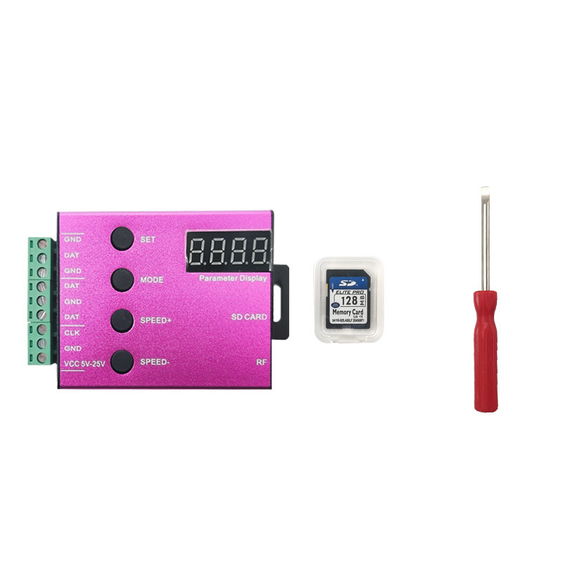 LEDフルカラーコントローラsdカード片口T-1000Aファントムテープ2811プログラミング动画内蔵96パターン|undefined