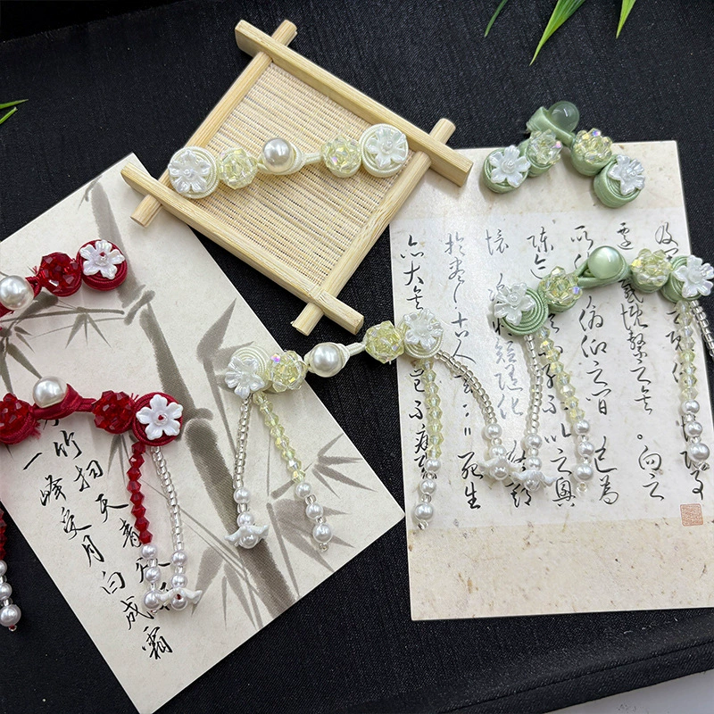 Оптовая продажа, красочная длинная пряжка с кисточками, чонсам, сшитая вручную, новая китайская тканевая пряжка, древний костюм Тан, династия Хань, декоративная пряжка в китайском стиле