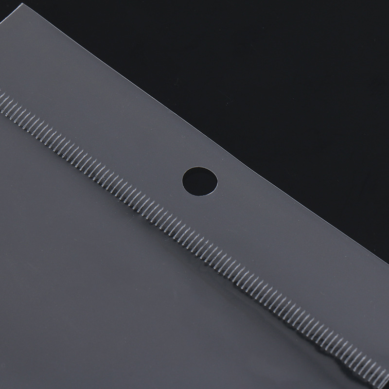 Bolsa autoadhesiva de película nacarada blanca, cabeza de tarjeta transparente, bolsa autoadhesiva de embalaje opp, bolsa de orificio colgante de película de plástico personalizada