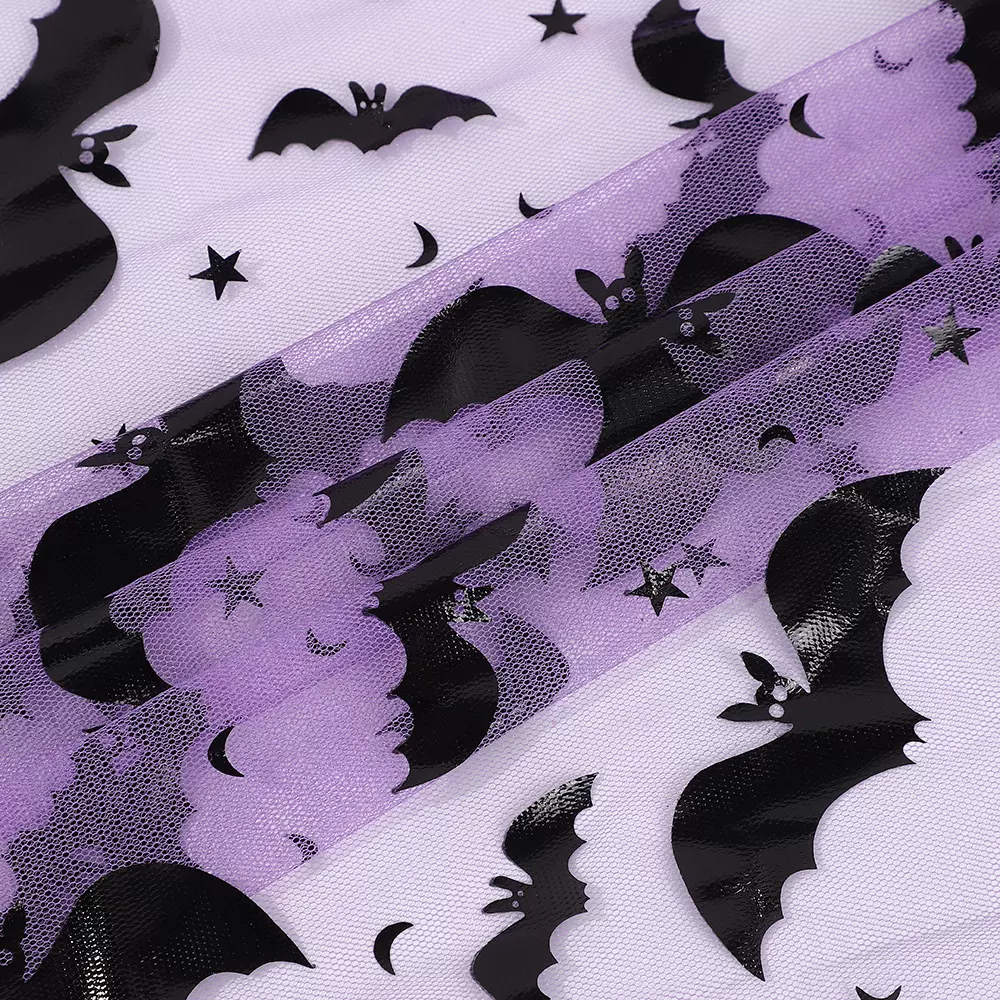 36A黑蝙蝠烫金网布万圣节鬼节桌旗派对场景布置装饰玩具帽子披风