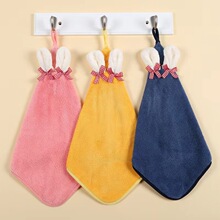 挂式擦手巾卫生间厨房柔软吸水小挂巾创意耳朵珊瑚绒儿童卡通手帕