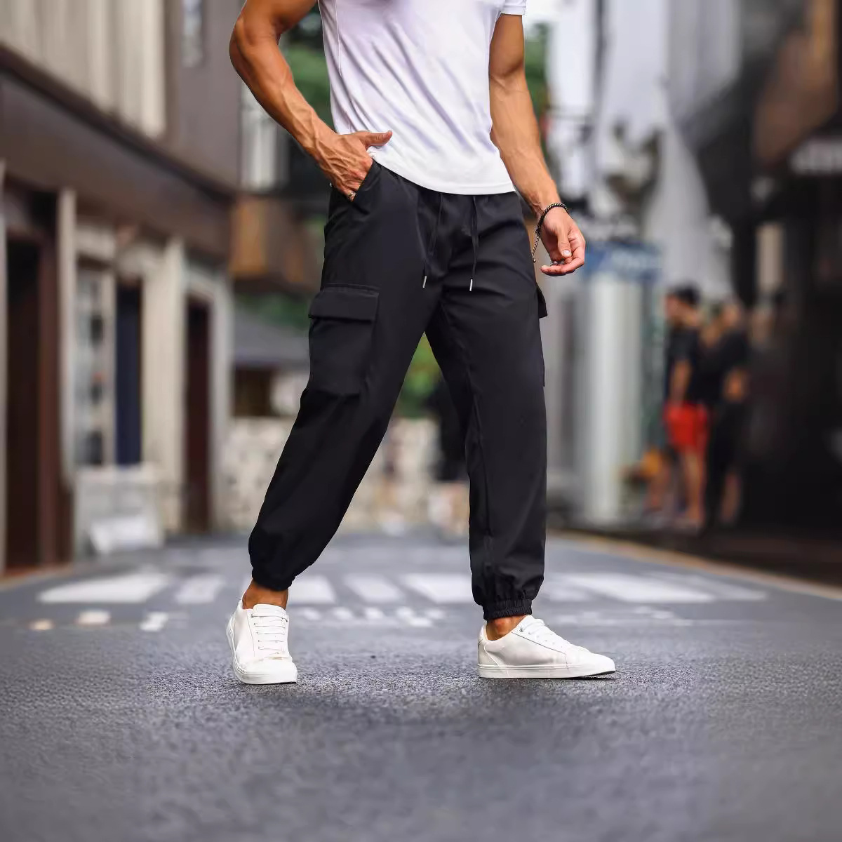 Cross-border men's new multi-pocket work pants European and American high street fashion brand retro casual toe pants