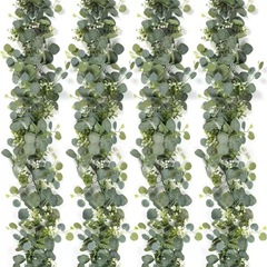 国境を越えた模擬籐ユーカリ金の葉造花籐緑の植物ペンダントクリスマスつる装飾ホーム手作り装飾品