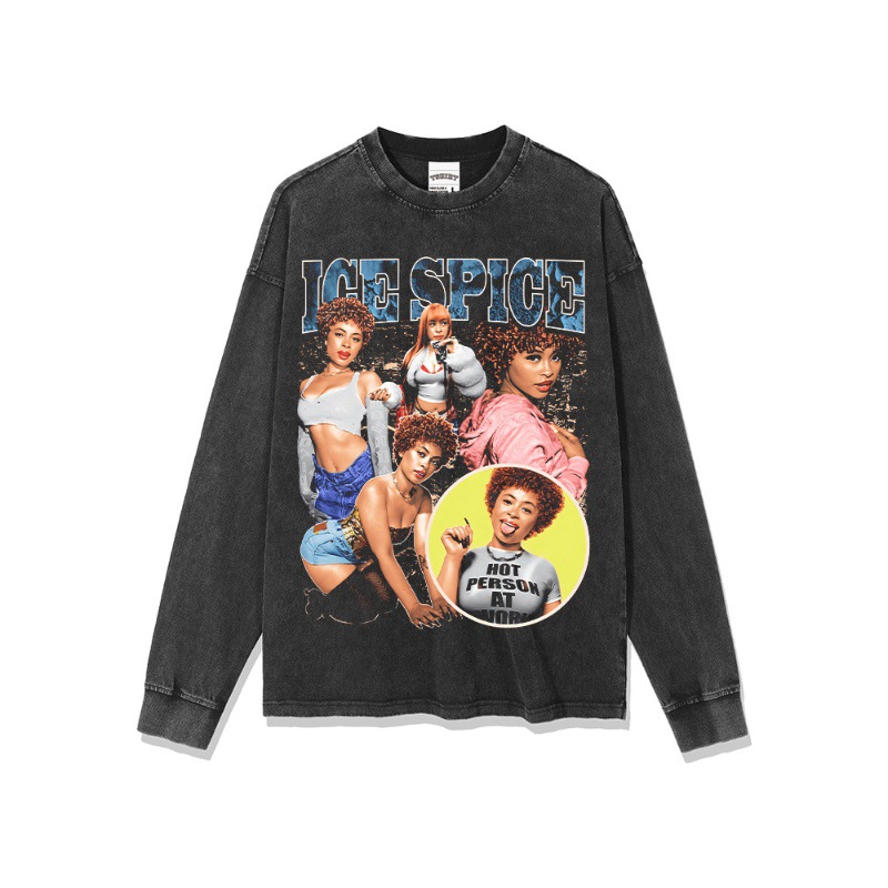 Spicer Hip Hop American Street Tide Impresión Retro Hecha Viejo Lavado Suelto Mangas Corta