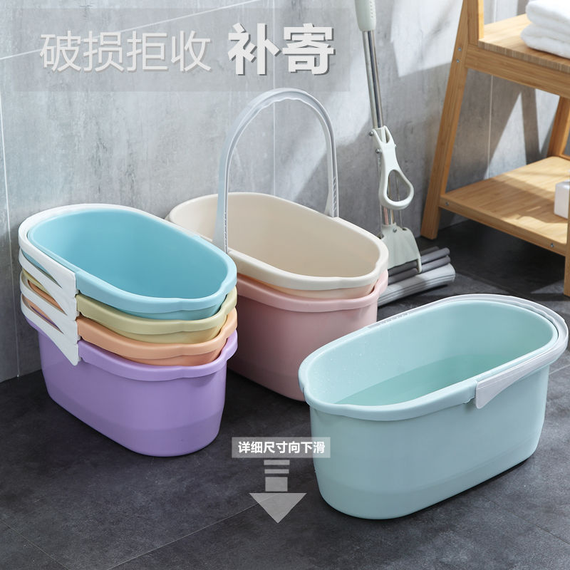 Mop bucket rectangular single bucket thickened wide mouth floor mop rectangular plastic squeeze cotton mop cleaning hand mop