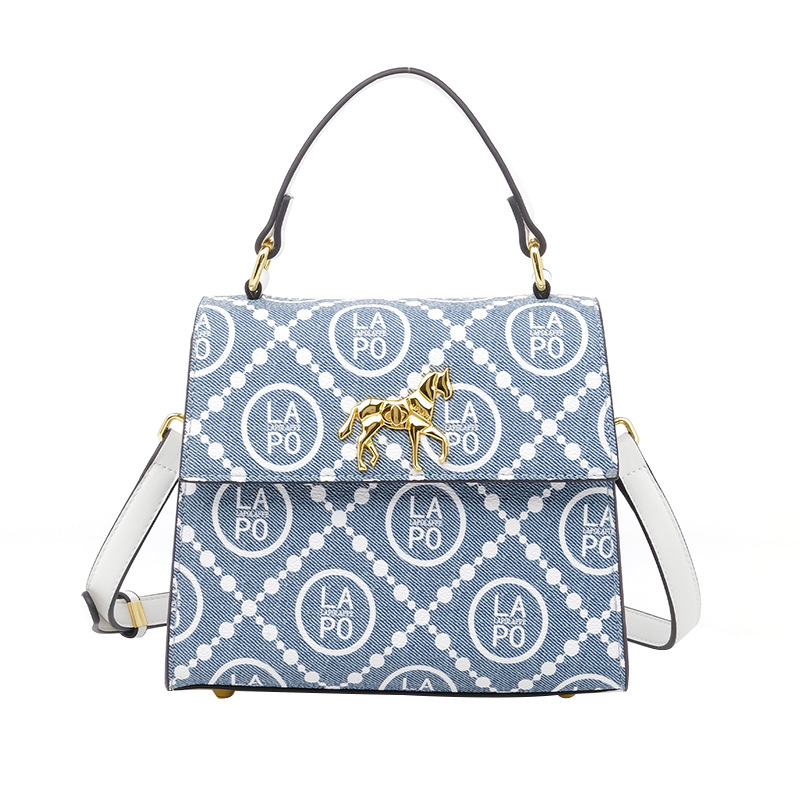 Impresión de estilo de mujer con tapa de flip bolso de mano de color contraste mini personalidad bolso LP7231 #